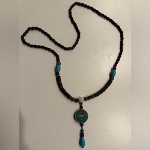 Artisan Turquoise and Brown Beaded Necklace